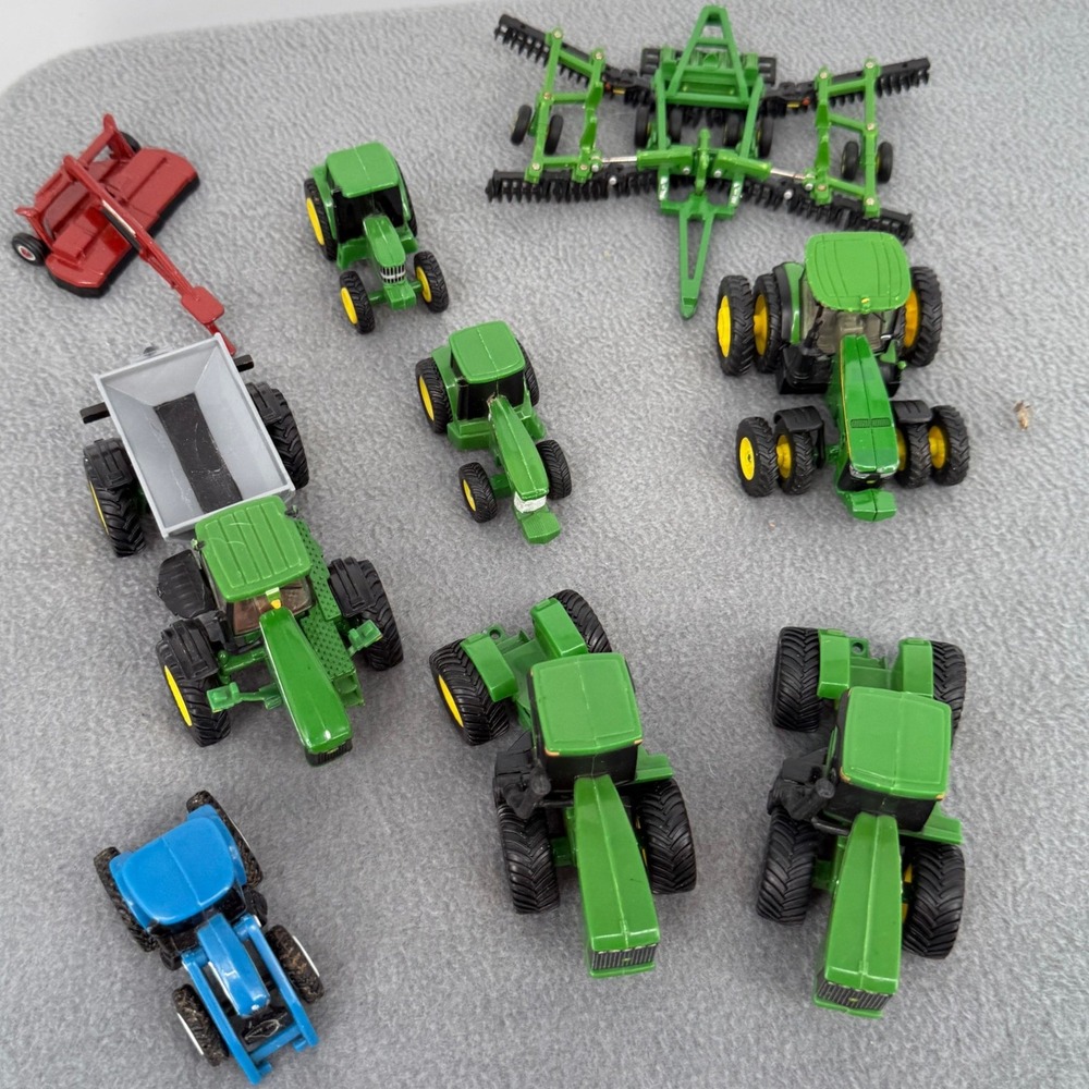 Ertl John Deere Farm Toy Lot 1/64 Scale Tractors Spreader Disk Mower 9pc